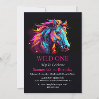 Pferd Wild One Geburtstag Einladung