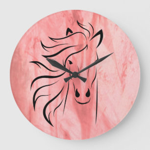 Pferd Wilde Mähne Strawberry Roan Große Wanduhr