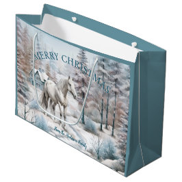 Pferd Winter Szene Schneewald Weihnachten Große Geschenktüte