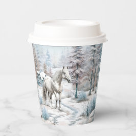 Pferd Winter Szene Schneewald Weihnachten Pappbecher
