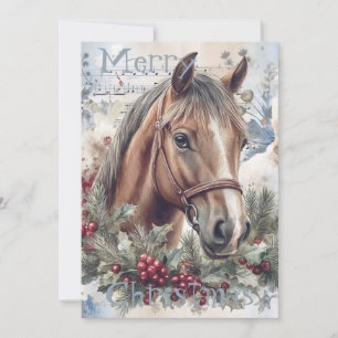 Pferd Winter Weihnachten Wasserfarbe