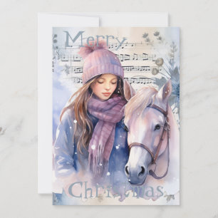 Pferd Winter Weihnachten Wasserfarbe