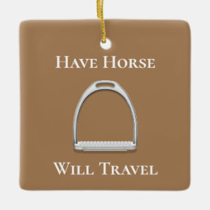 "Pferd wird reisen" Stirrup Eisen Brown Keramikornament