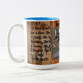 Pferd Zwei-Tonen-Tasse mit Federn, 15 oz Zweifarbige Tasse