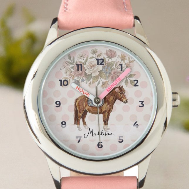 Pferdchen Geburtstag Armbanduhr ( This charming theme combines the elegance of French country décor with whimsical pony illustrations)