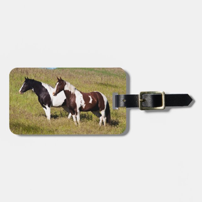 Pferde am Hang Gepäckanhänger (Vorderseite horizontal)
