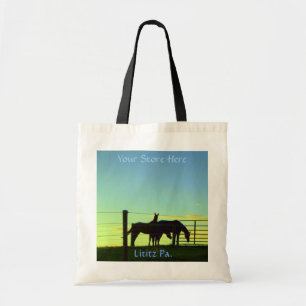 Pferde am Sonnenuntergang, Tasche. Addieren Sie Tragetasche