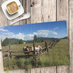 Pferde am Split Rail Zaun Fotografie