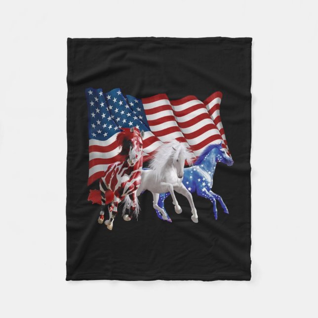 Pferde Amerikanisches Flaggenpferd Fleecedecke (Vorderseite)
