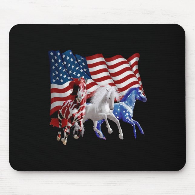 Pferde Amerikanisches Flaggenpferd Mousepad (Vorne)