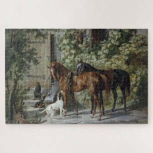 Pferde an der Porch (von Albrecht Adam)