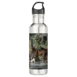 Pferde an der Porch (von Albrecht Adam) Edelstahlflasche