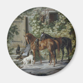 Pferde an der Porch (von Albrecht Adam) Magnet