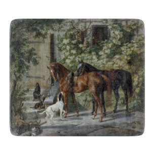 Pferde an der Porch (von Albrecht Adam) Schneidebrett