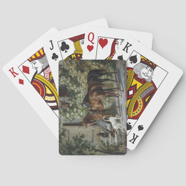 Pferde an der Porch (von Albrecht Adam) Spielkarten (Rückseite)