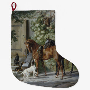 Pferde an der Veranda (von Albrecht Adam) Großer Weihnachtsstrumpf