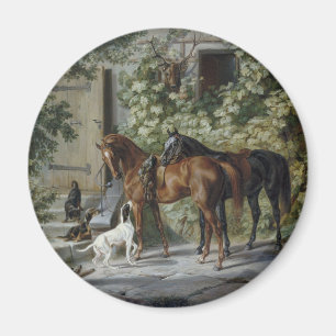 Pferde an der Veranda (von Albrecht Adam) Magnet