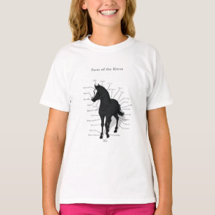 Pferde-Anatomie-Diagramm auf Schwarzen Fohlen Pfer T-Shirt