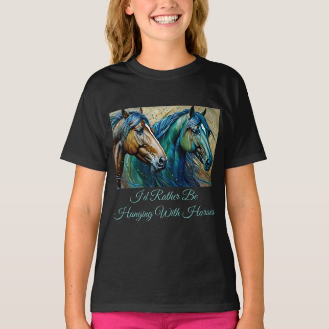 Pferde Aquamarin T-Shirt (Vorderseite)