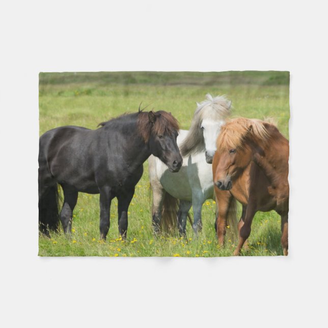 Pferde auf der Ranch, Südisland Fleecedecke (Vorderseite (Horizontal))