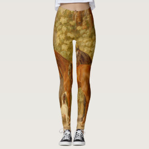 Pferde auf der Veranda von Albrecht Adam Leggings