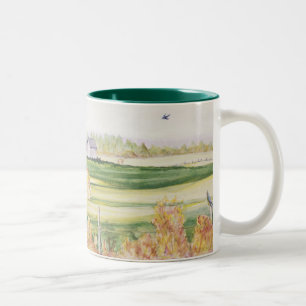 Pferde auf einem Bauernhof Zweifarbige Tasse