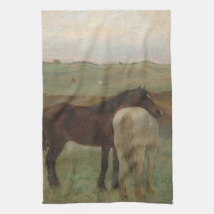 Pferde auf einer Wiese, Ölmalerei, Edgar Degas Geschirrtuch