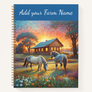 Pferde auf Farm Wildblumenwiese Notizbuch