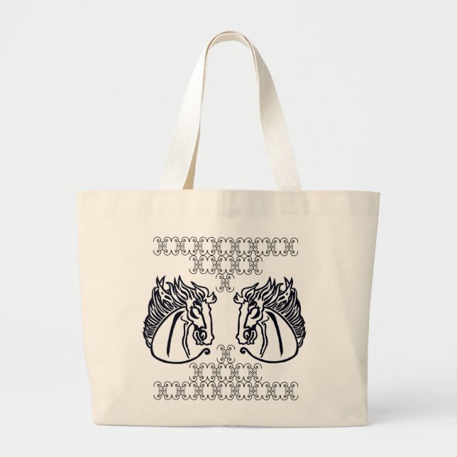 Pferde auf riesiger Taschen-Tasche Jumbo Stoffbeutel (Vorne)