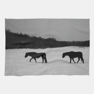 Pferde auf Schnee Ktcn Geschirrtuch