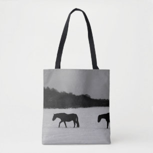 Pferde auf Schneeball Tasche
