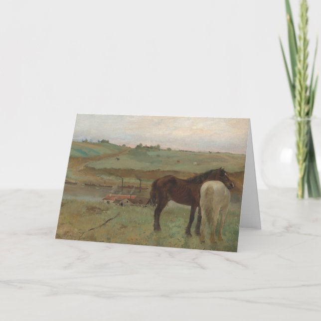 Pferde auf Wiese, Ölgemälde, Edgar Degas Dankeskarte (Vorderseite)