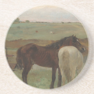 Pferde auf Wiese, Ölgemälde, Edgar Degas Getränkeuntersetzer