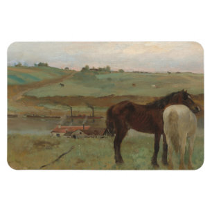 Pferde auf Wiese, Ölgemälde, Edgar Degas Magnet