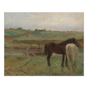 Pferde auf Wiese, Ölgemälde, Edgar Degas Poster