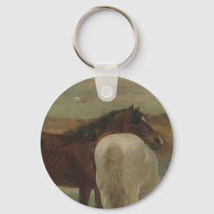 Pferde auf Wiese, Ölgemälde, Edgar Degas Schlüsselanhänger