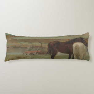 Pferde auf Wiese, Ölgemälde, Edgar Degas Seitenschläferkissen