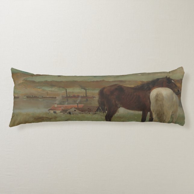 Pferde auf Wiese, Ölgemälde, Edgar Degas Seitenschläferkissen (Vorderseite)
