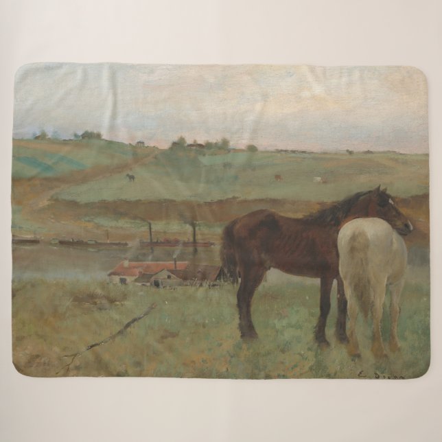 Pferde auf Wiese, Ölgemälde, Edgar Degas Sherpadecke (Vorderseite (Horizontal))