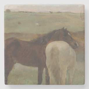 Pferde auf Wiese, Ölgemälde, Edgar Degas Steinuntersetzer