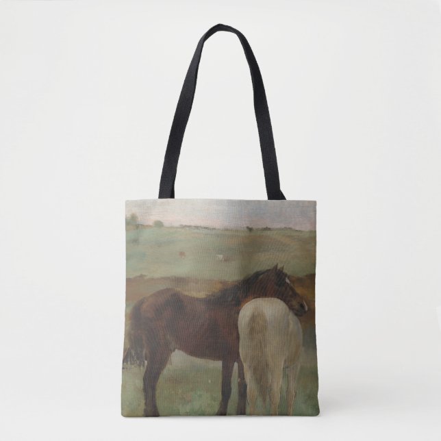 Pferde auf Wiese, Ölgemälde, Edgar Degas Tasche (Vorderseite)