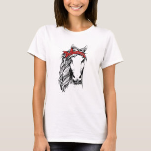 Pferde Bandana T Shirt für Reiten Reiten L