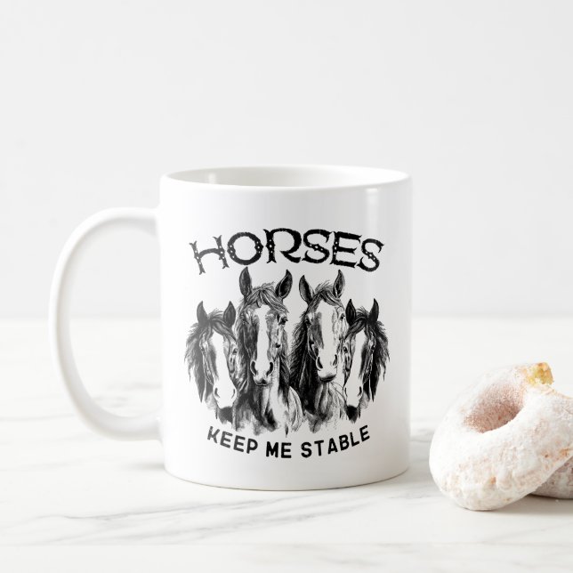 Pferde Behalten Stable - Pferde Tierliebhaber Kaffeetasse (Mit Donut)