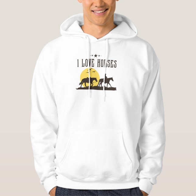 Pferde bei Sonnenuntergang Hoodie (Vorderseite)