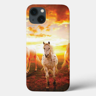 Pferde bei Sonnenuntergang Kissen Case-Mate iPhone Hülle