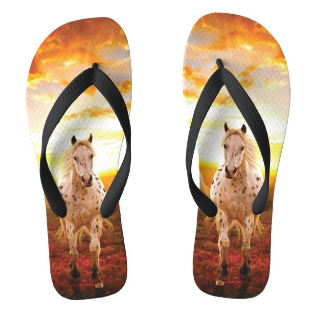Pferde bei Sonnenuntergang Kissen Flip Flops (Fußbett)