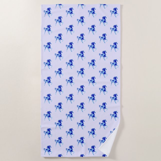 Pferde Blue Beach Handtuch - Auswahl Farben (Vorderseite)