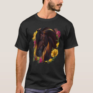 Pferde Blumen Süße Malerei Blumen Pferdereiten T-Shirt
