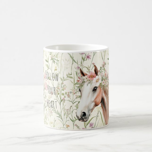 Pferde-Blumenkranz Kaffeetasse (Mittel)