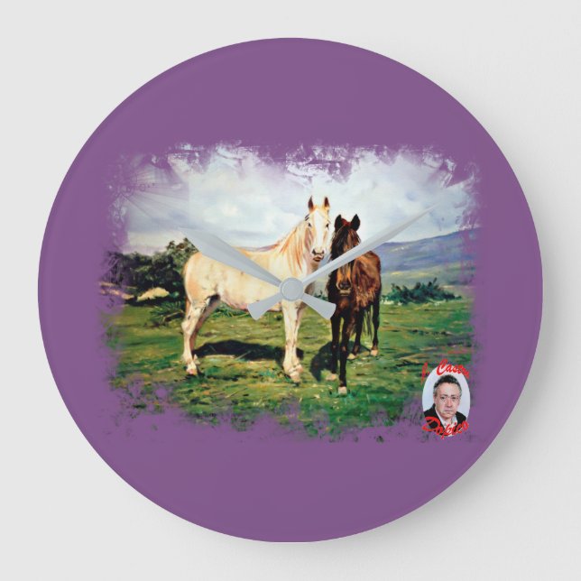 Pferde/Cabalos/Horses Große Wanduhr (Vorderseite)